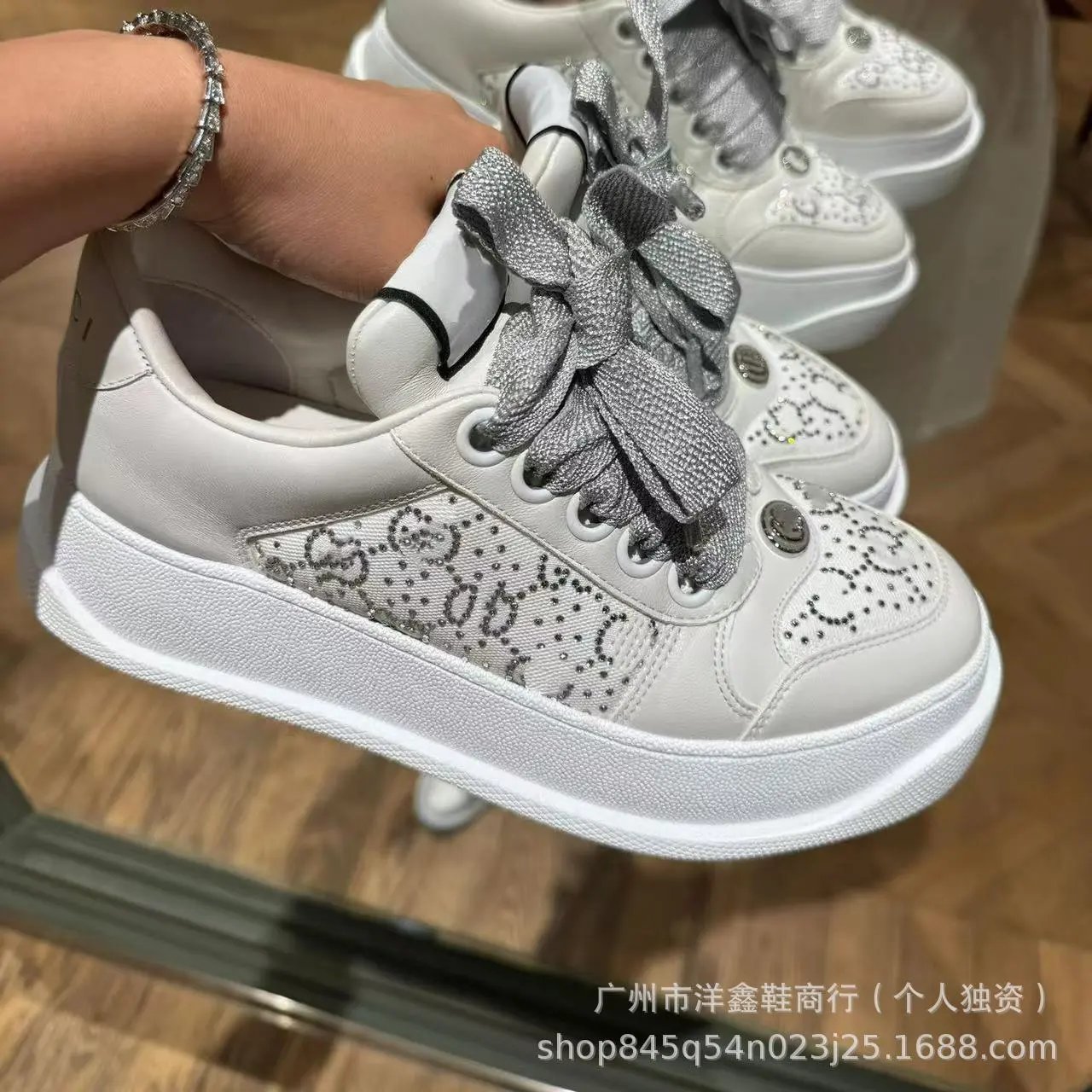 Gucci Rhyton Sneakers Black Red Striped Velcro Chunky Sneakers - 7