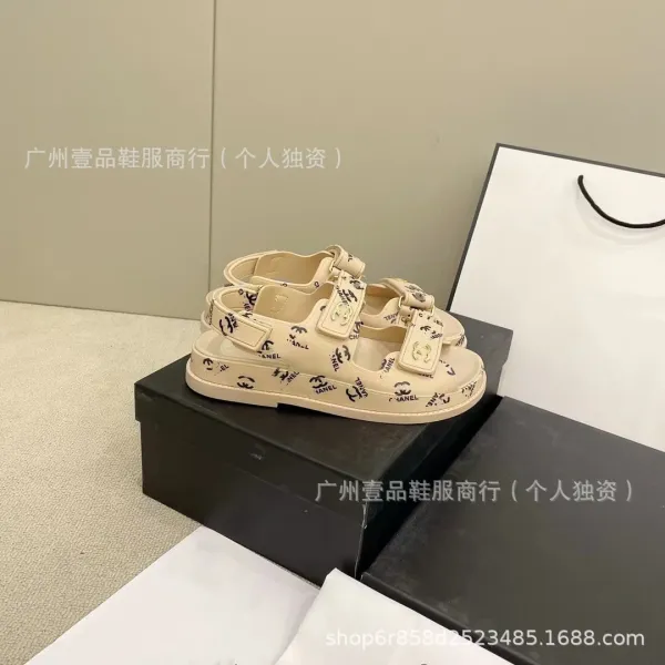 Chanel CC Logo Double Strap Platform Sandals Black - 27