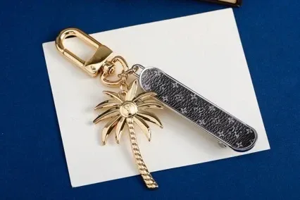 Palm Tree Keychain Charm with Nail File Accessory Gold Tone - 4