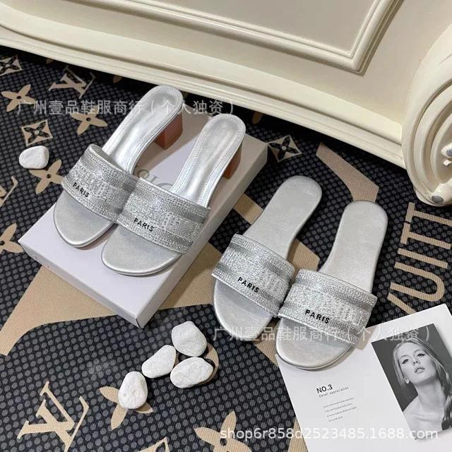 Dior Sandals Logo-strap open-toe heeled slides product detail image 9