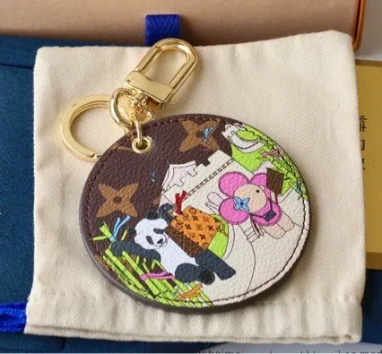 Multicolor Street Art Keychain with Gold Hardware - 2
