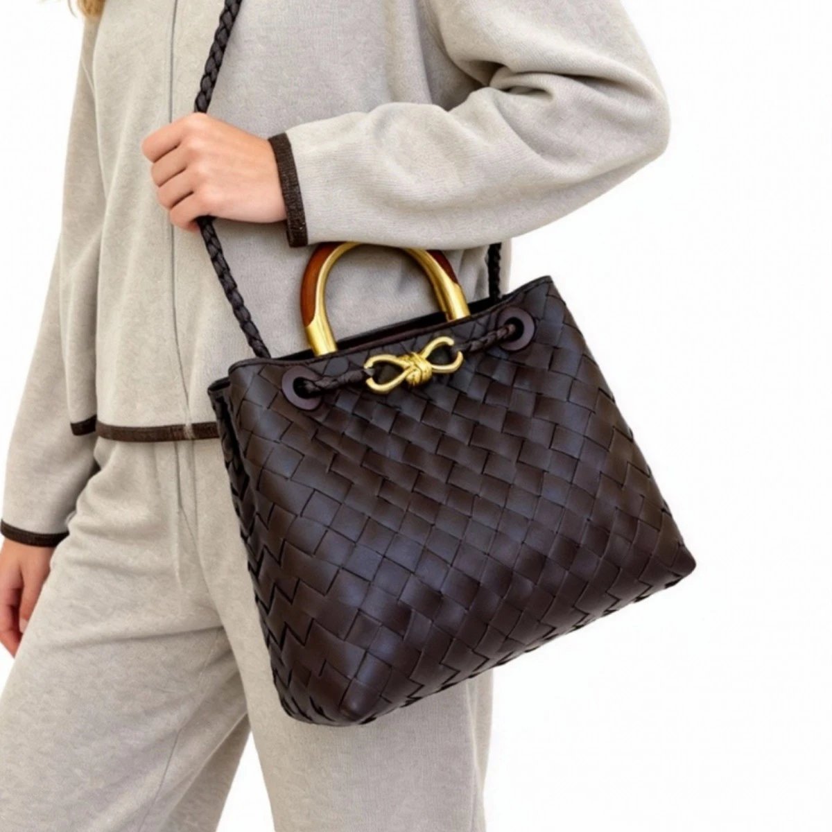 Balenciaga Woven Leather Tote Bag