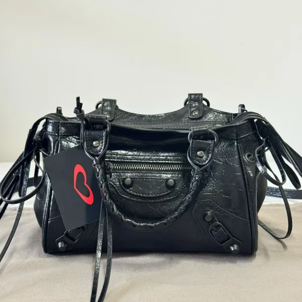 Balenciaga Mini City Bag Pink Crinkled Leather Shoulder Bag - 4