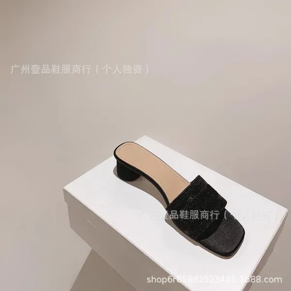 Dior J'Adior Slide Sandals Black and Beige Logo-Strap Mules - 22