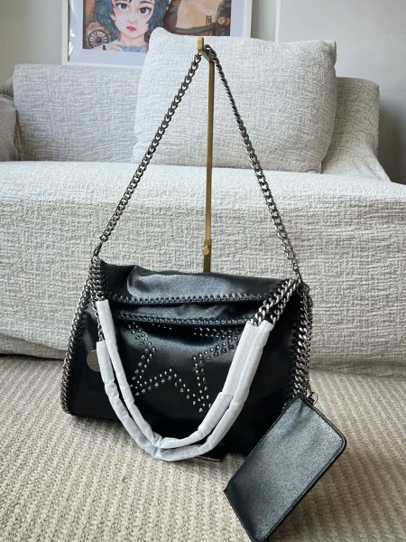 Stella McCartney Falabella Star Studded Black Chain Shoulder Bag - 10