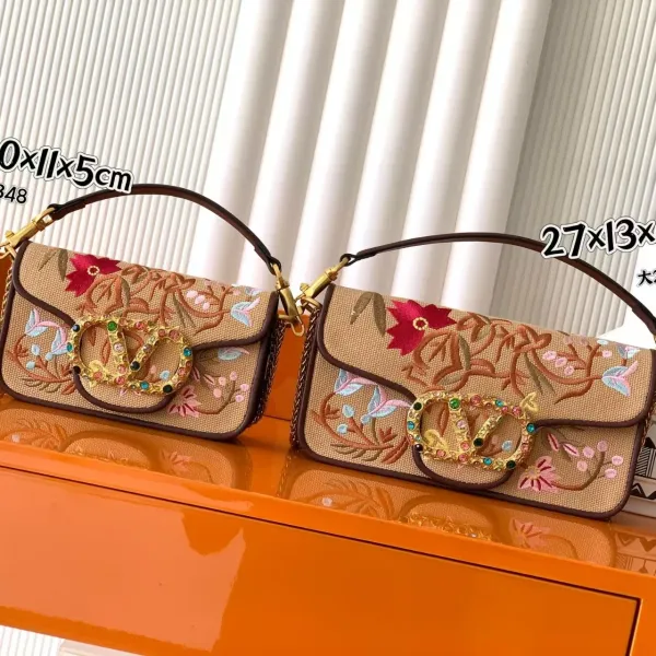 Valentino Garavani VLogo Embroidered Canvas Shoulder Bag Multicolor - 4