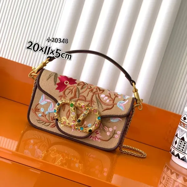 Valentino Garavani VLogo Embroidered Canvas Shoulder Bag Multicolor - 5