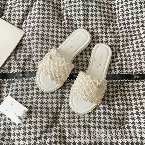 Chanel-inspired Pearl-Embellished Chain Slide Sandals - 13