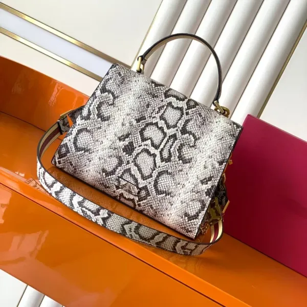Valentino Garavani VLogo Small Snake-Print Shoulder Bag White/Black - 5