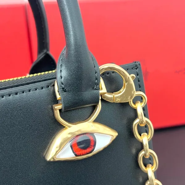 Saint Tears Face Bag Black with Gold五官 Embellishment Handbag - 7