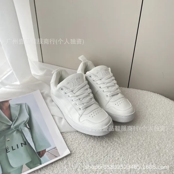 Céline White Leather Low-Top Sneakers - 9