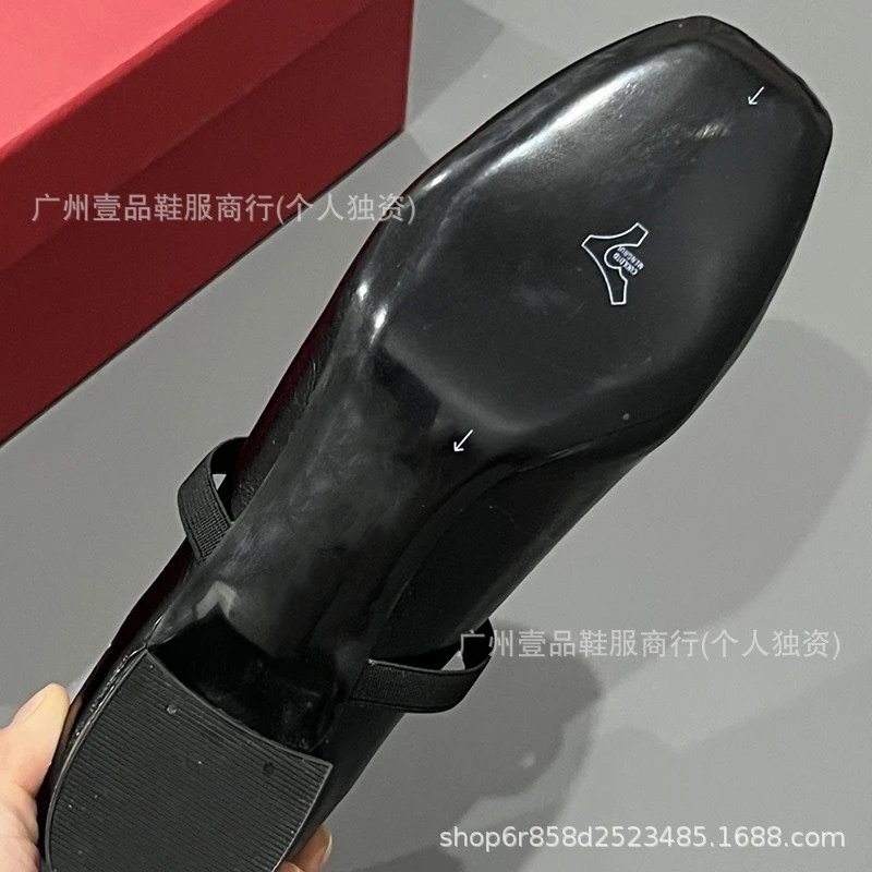 Black Mary Jane Flats with Gold Buckle Detail Leather Shoes - 10