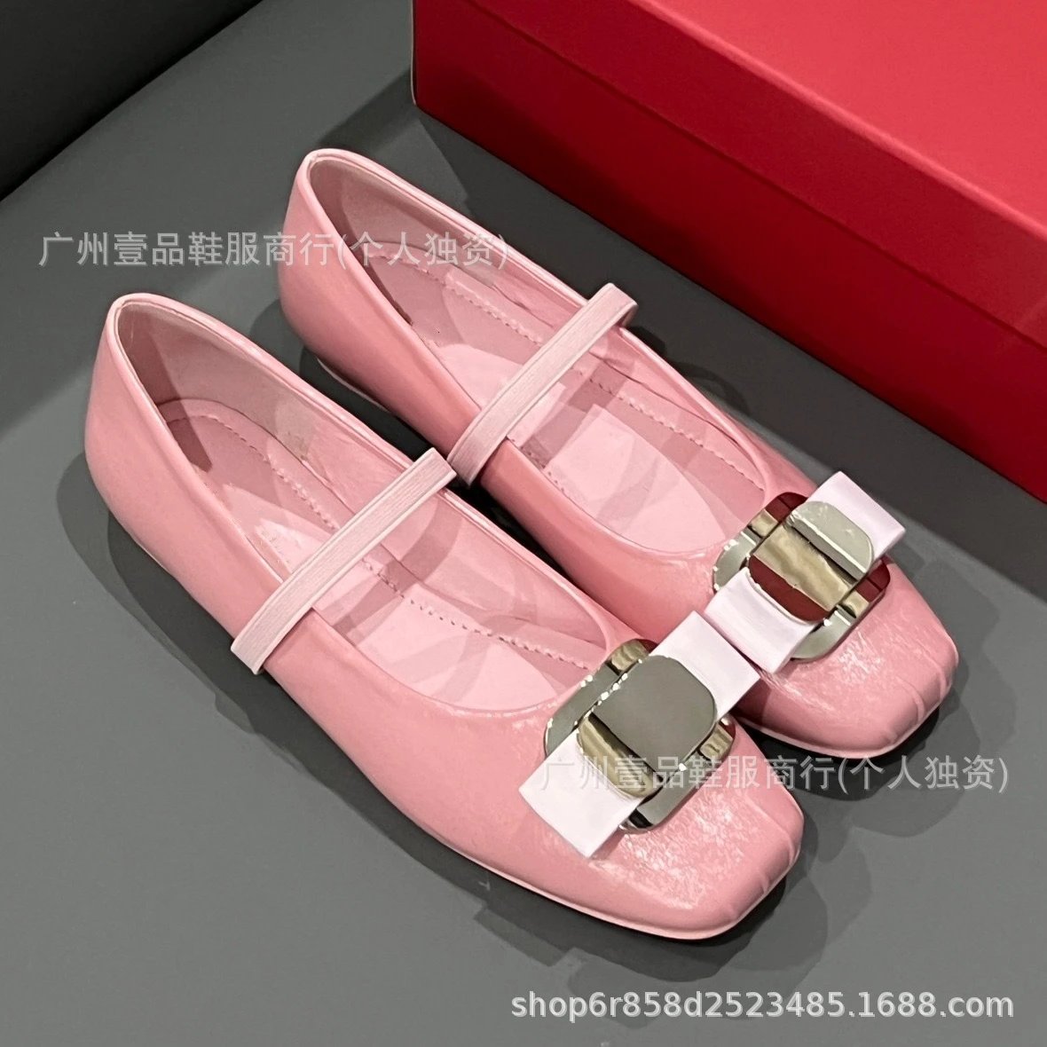 Black Mary Jane Flats with Gold Buckle Detail Leather Shoes - 12