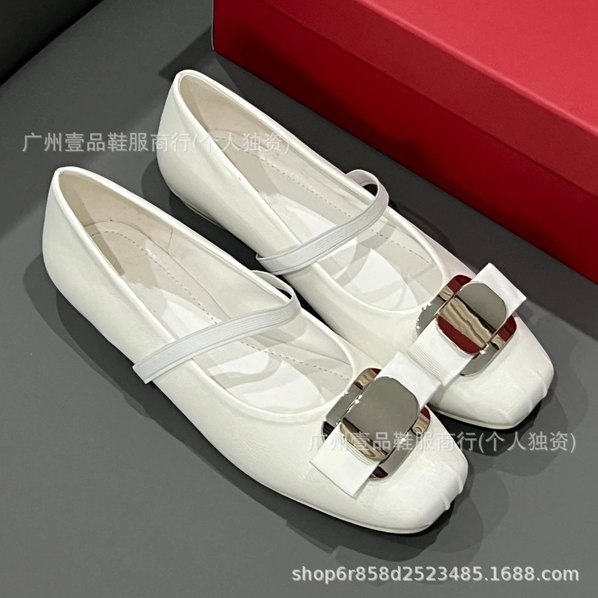 Black Mary Jane Flats with Gold Buckle Detail Leather Shoes - 13