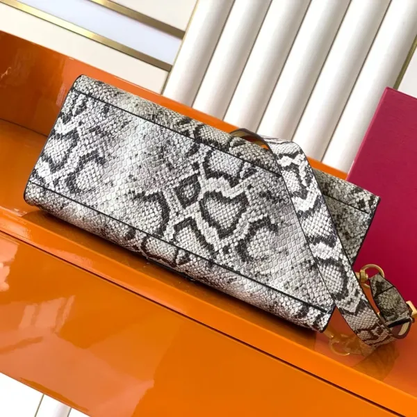 Valentino Garavani VLogo Small Snake-Print Shoulder Bag White/Black - 7