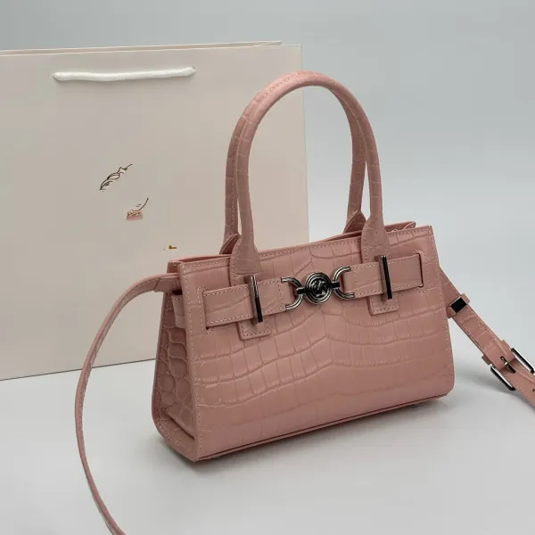 Versace La Medusa Mini Bag Black Croc-Embossed Leather Handbag - 6