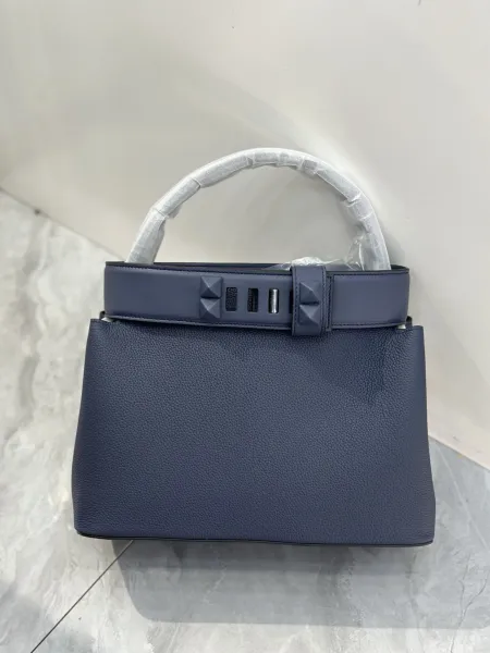 Valentino Garavani Rockstud Small Top Handle Bag Taupe Leather Handbag - 11