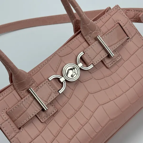 Versace La Medusa Mini Bag Black Croc-Embossed Leather Handbag - 9