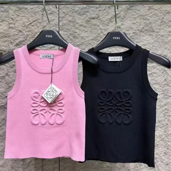 Loewe Anagram Knit Vest-Top in Pink and Black - 7