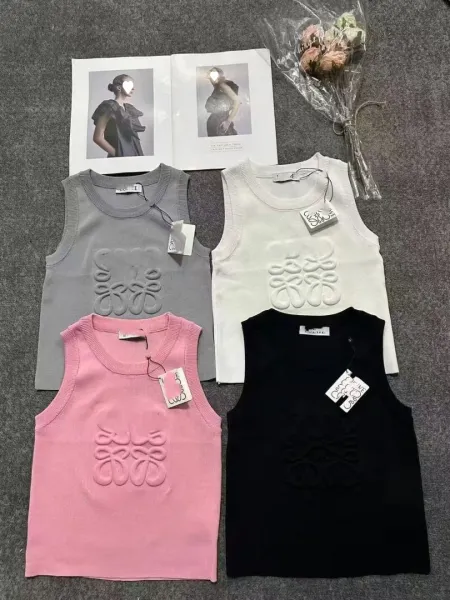 Loewe Anagram Knit Vest-Top in Pink and Black - 15