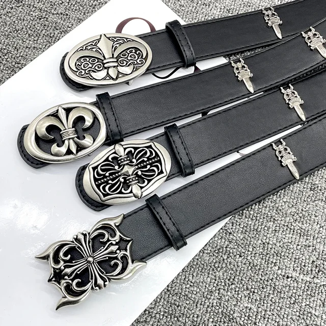 Unbranded Belts Cross-studded belt with ornate oval buckle product detail image 18