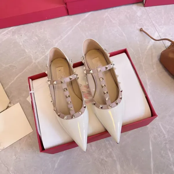 Valentino Garavani Rockstud Flat Black and Nude Leather Mary Jane Shoes - 22