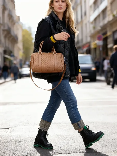 Bottega Veneta Intrecciato Woven Leather Boston Bag Black - 7