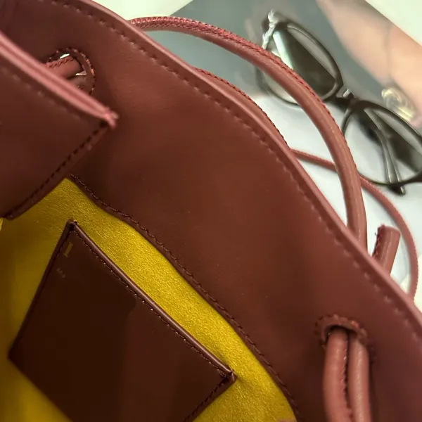 Saint Tears Mini Bucket Bag Burgundy Leather Handbag - 8