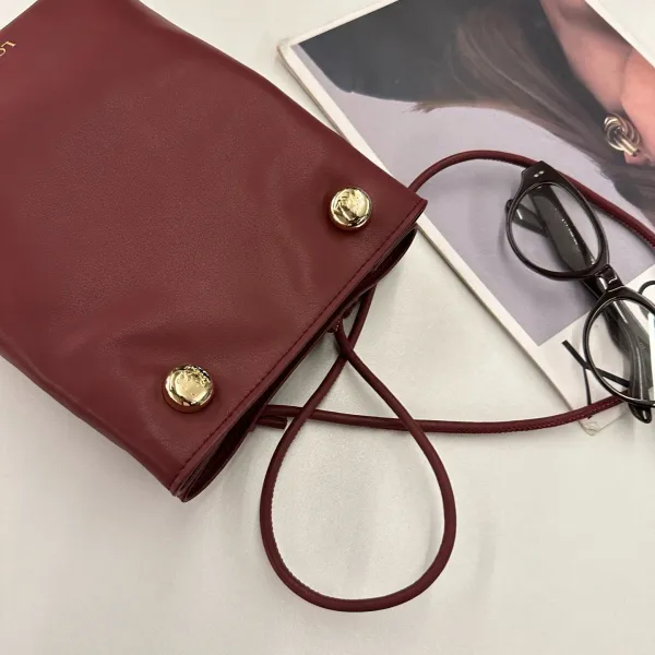 Saint Tears Mini Bucket Bag Burgundy Leather Handbag - 10
