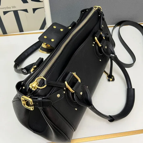 Chloé Paddington Burgundy Leather Handbag with Gold Padlock - 7