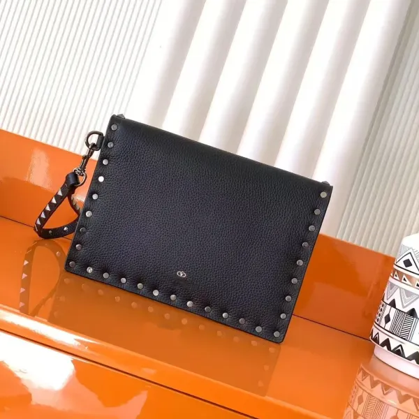Valentino Rockstud Envelope Clutch Beige Wristlet - 7