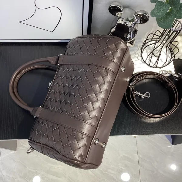 Bottega Veneta Intrecciato Woven Leather Boston Bag Black - 47