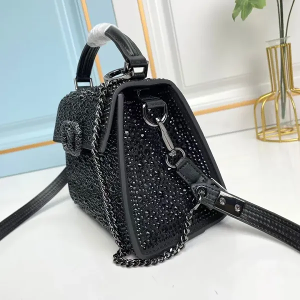 Valentino Garavani VLogo Crystal-Embellished Black Chain Bag - 8