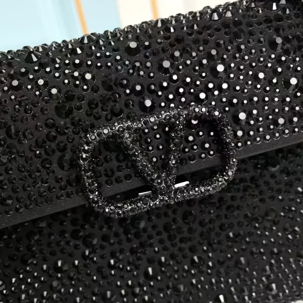 Valentino Garavani VLogo Crystal-Embellished Black Chain Bag - 10
