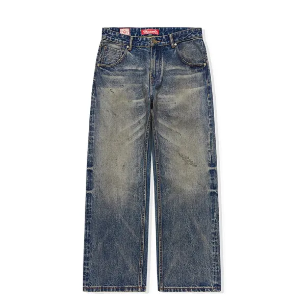 Asphalt Yacht Club Distressed Wide-Leg Jeans Blue - 1