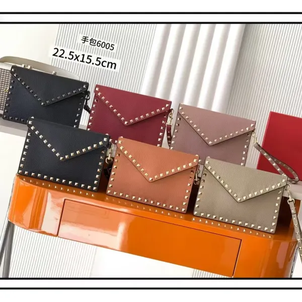 Valentino Rockstud Envelope Clutch Beige Wristlet - 3