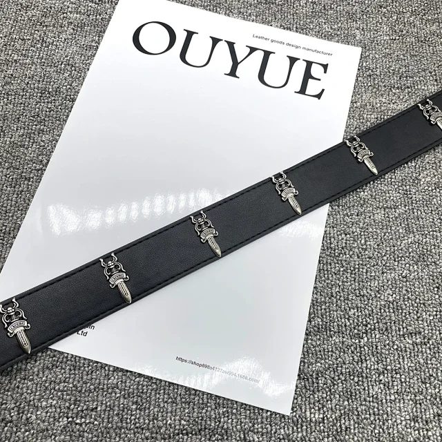 Unbranded Belts Cross-studded belt with ornate oval buckle product detail image 38
