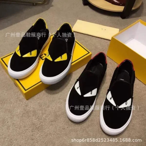 Fendi Monster Eyes Slip-On Sneakers Black White - 2