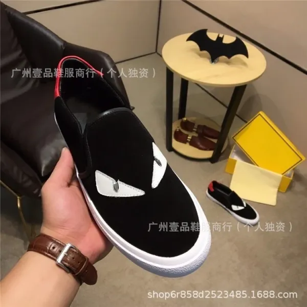 Fendi Monster Eyes Slip-On Sneakers Black White - 15