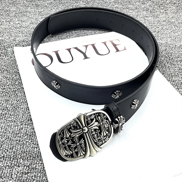 Unbranded Belts Cross-studded belt with ornate oval buckle product detail image 45
