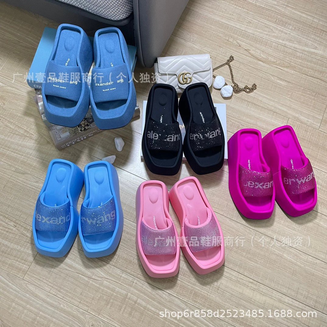 Alexander Wang x Unknown Brand Chunky Platform Slides in Blue, Black, Pink, and Magenta