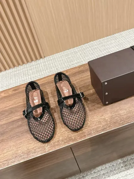 Prada Mary Jane Flat Black Studded Leather Shoes - 3