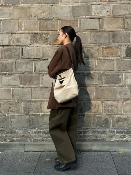 Stone Island Canvas Bucket Bag Beige Shoulder Bag - 10