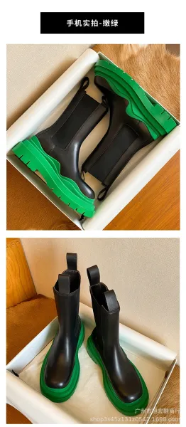 Off-White Chunky Chelsea Boots Lime Green Black Boots - 19