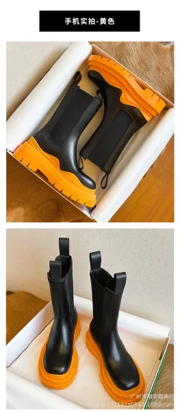 Off-White Chunky Chelsea Boots Lime Green Black Boots - 27