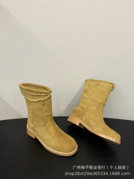 Chanel Chain-Trimmed Knee-High Boots Black - 10