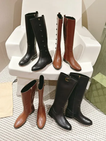 Gucci Horsebit Knee-High Boot Brown Leather Boots - 2