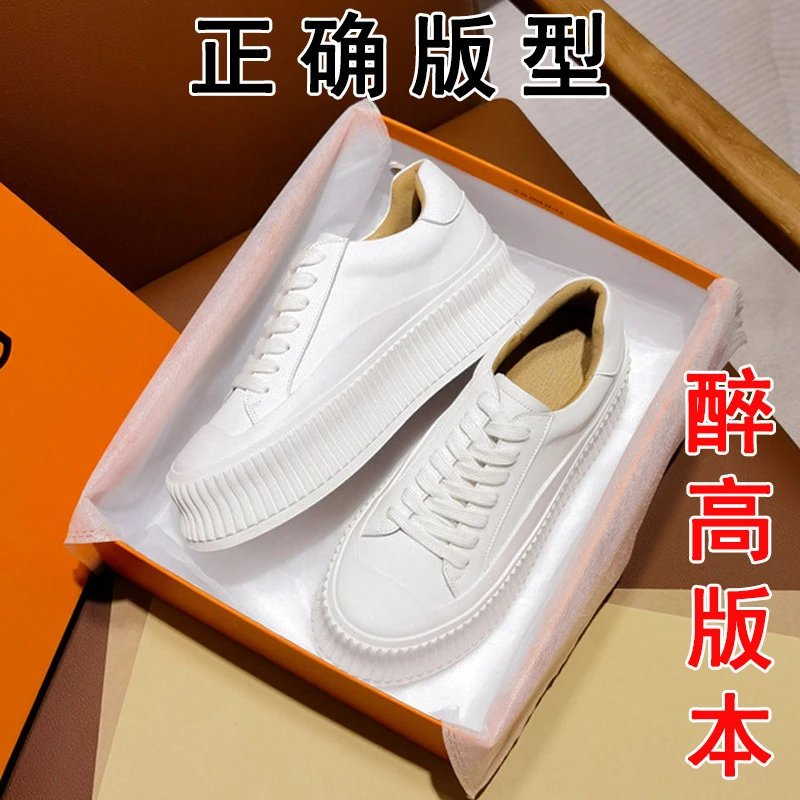 Genuine Leather Chunky JI White Sneakers for Women Oxford Shoe 2025 Spring Autumn New Style Hidden Heel Platform Casual Skate Shoes | findsindex.com