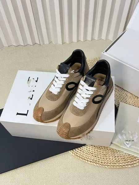 Loewe Puzzle Runner Beige Brown Suede Sneakers - 21
