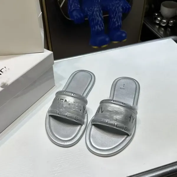 Givenchy Antigona Slide Silver Metallic Slippers - 3